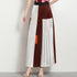 Pleated high waist half skirt long skirt Xia sanzhai celebrity pleated umbrella skirt stripe print contrast big swing skirt